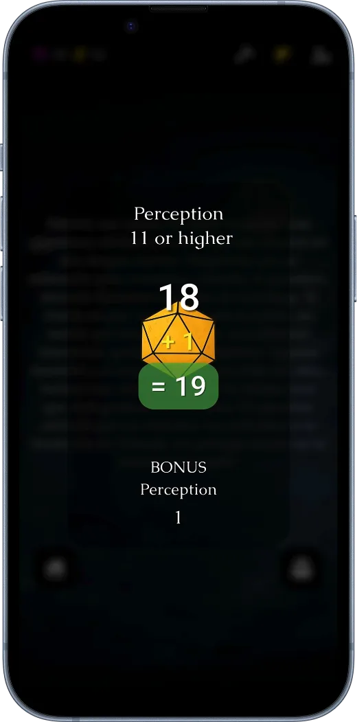 Master of Dungeon dice roll screen